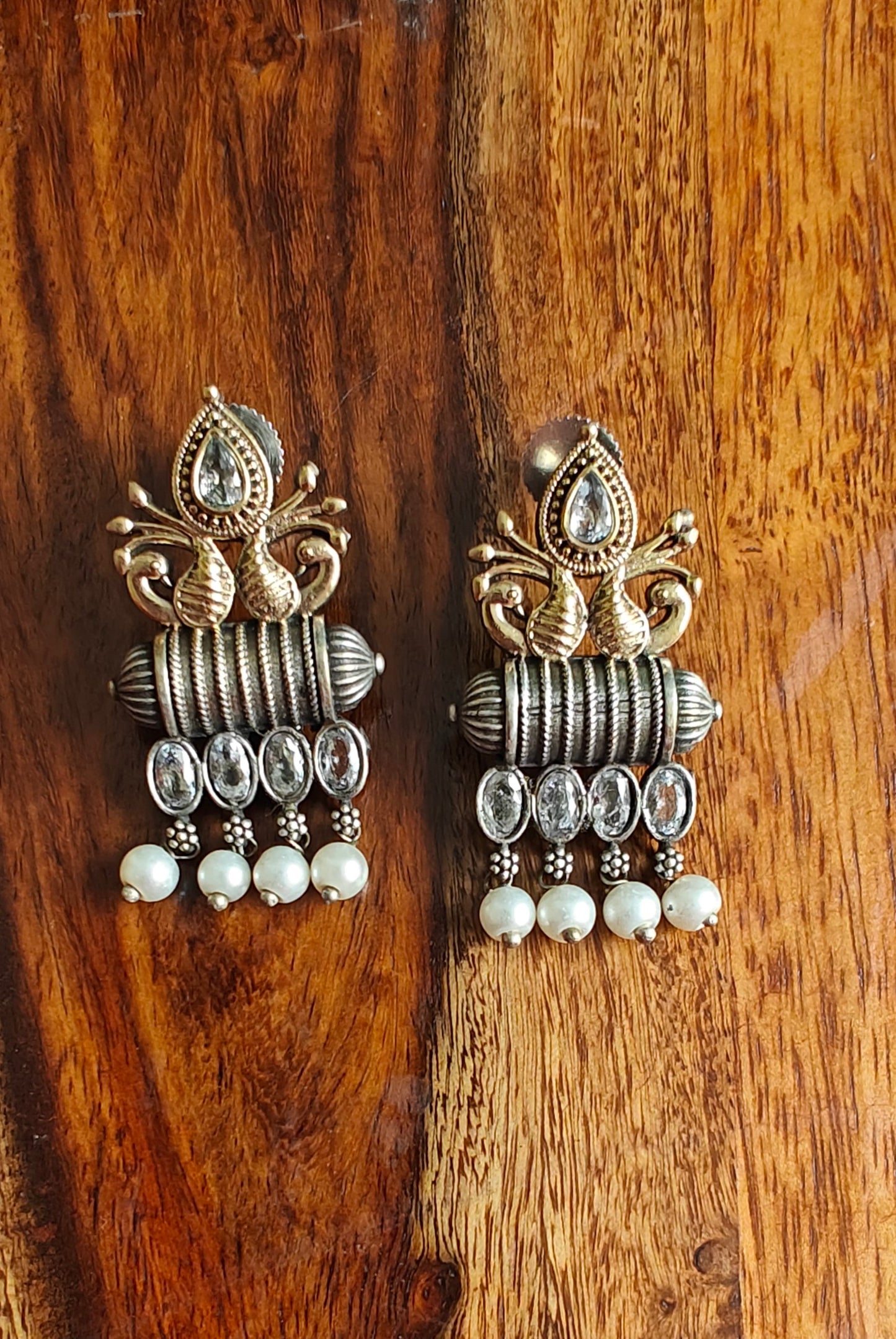 Stone drum earrings