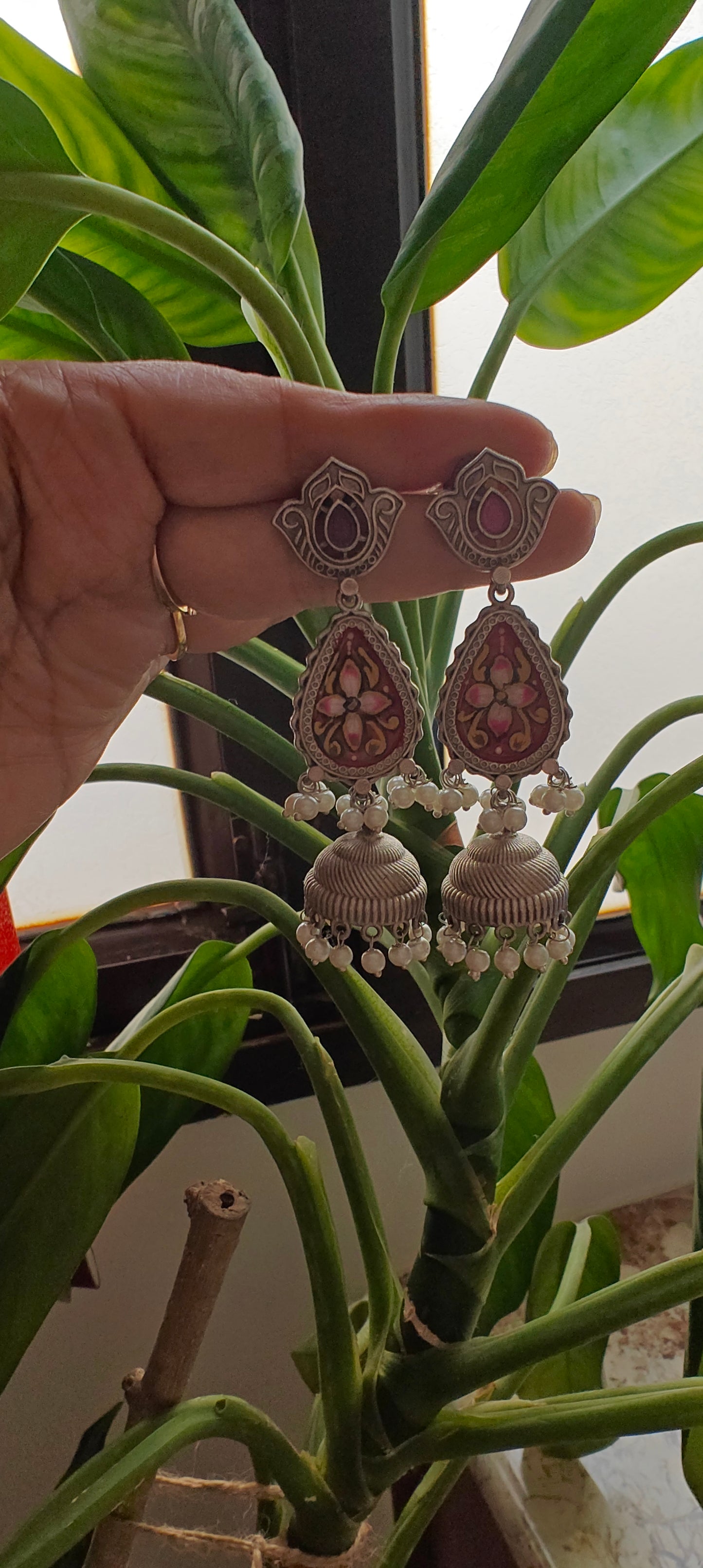 Laboni painted earrings with jhumkis