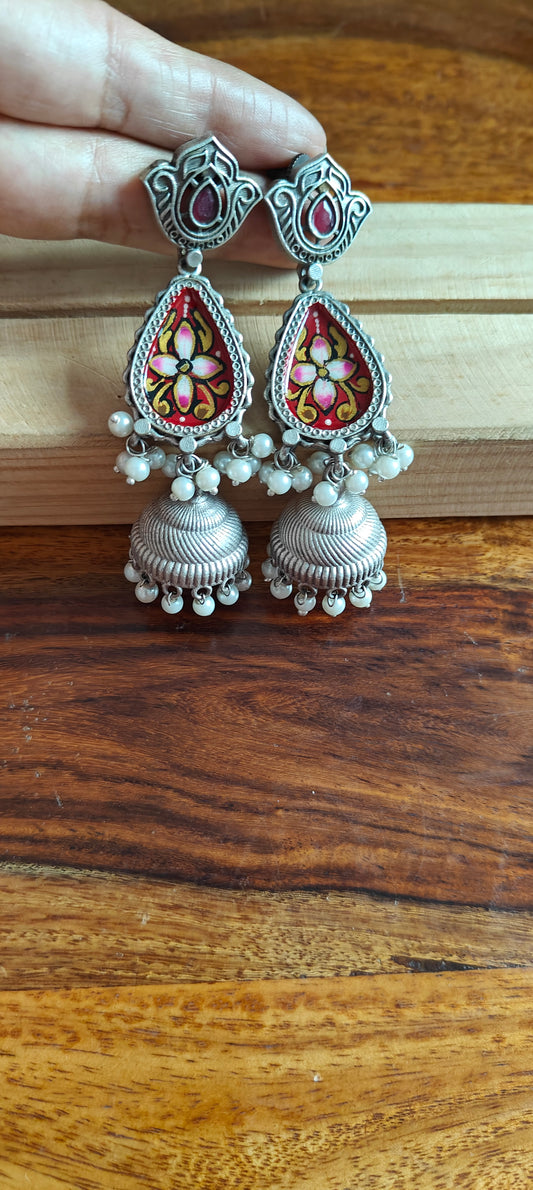 Laboni painted earrings with jhumkis