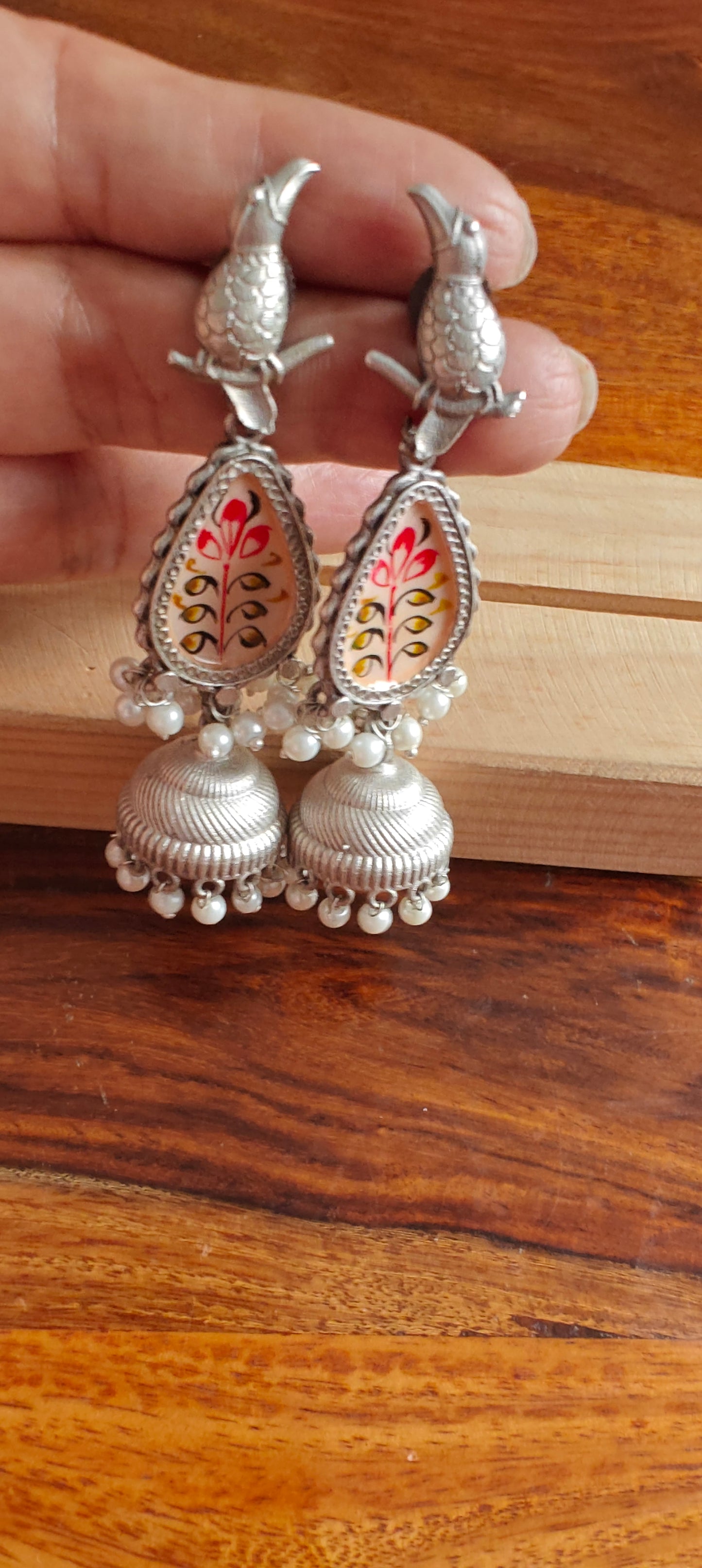 Laboni painted earrings with jhumkis