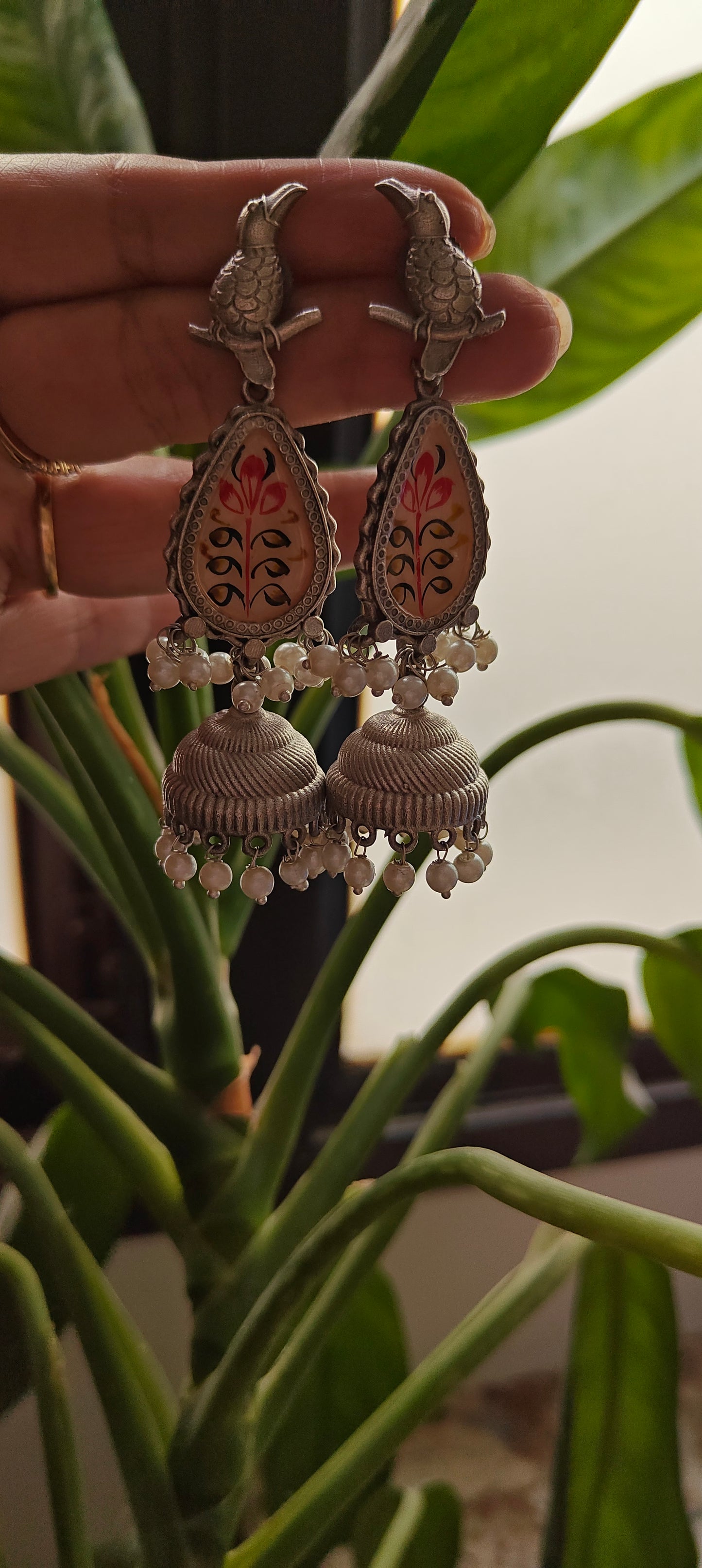 Laboni painted earrings with jhumkis