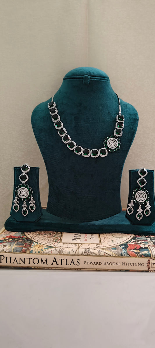 Emerald green and CZ set