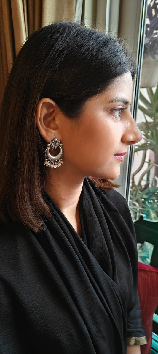 Janya silver earrings in Bali design