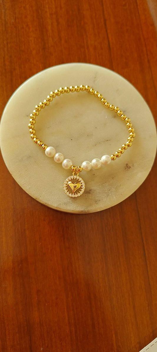 Slip on heart bracelet with pears