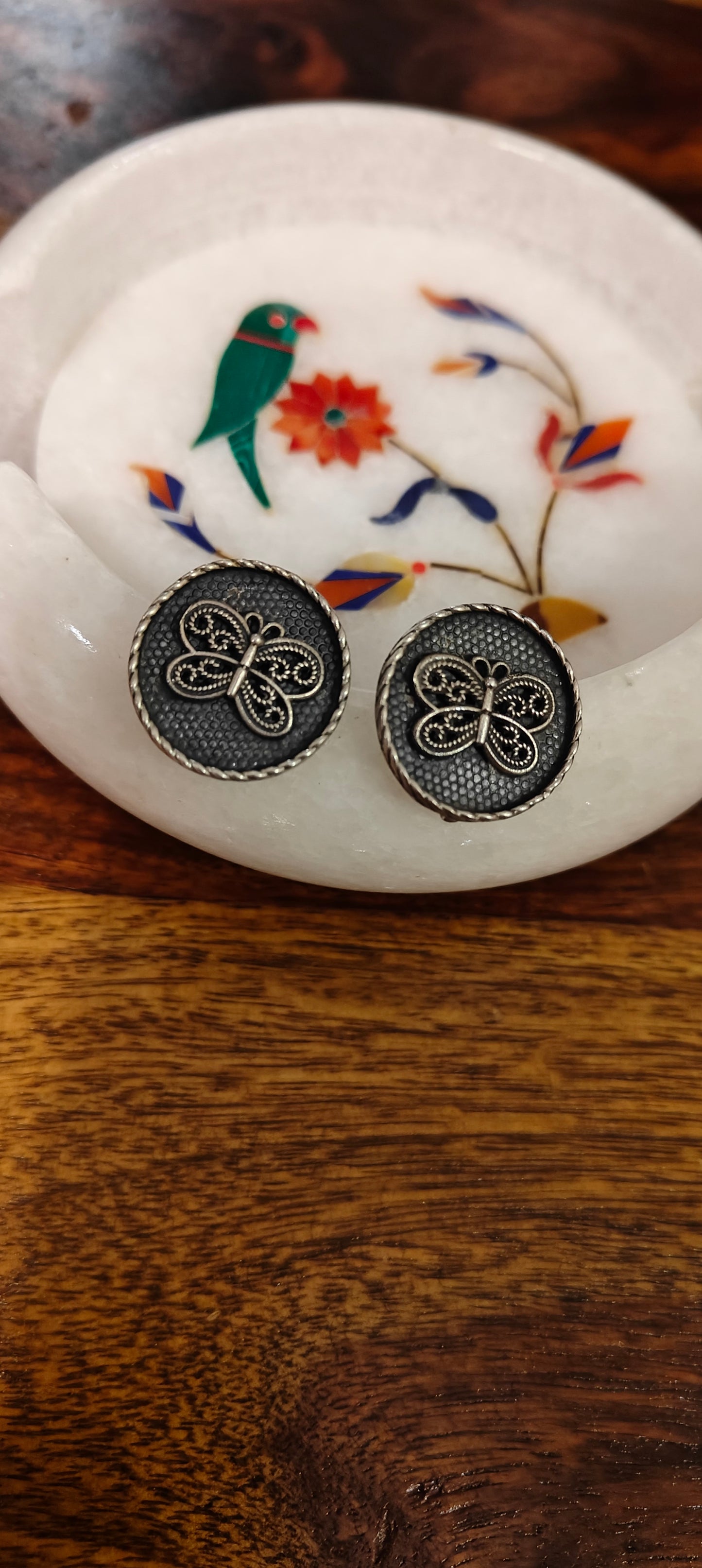 Vintage silver Butterfly studs (earrings)