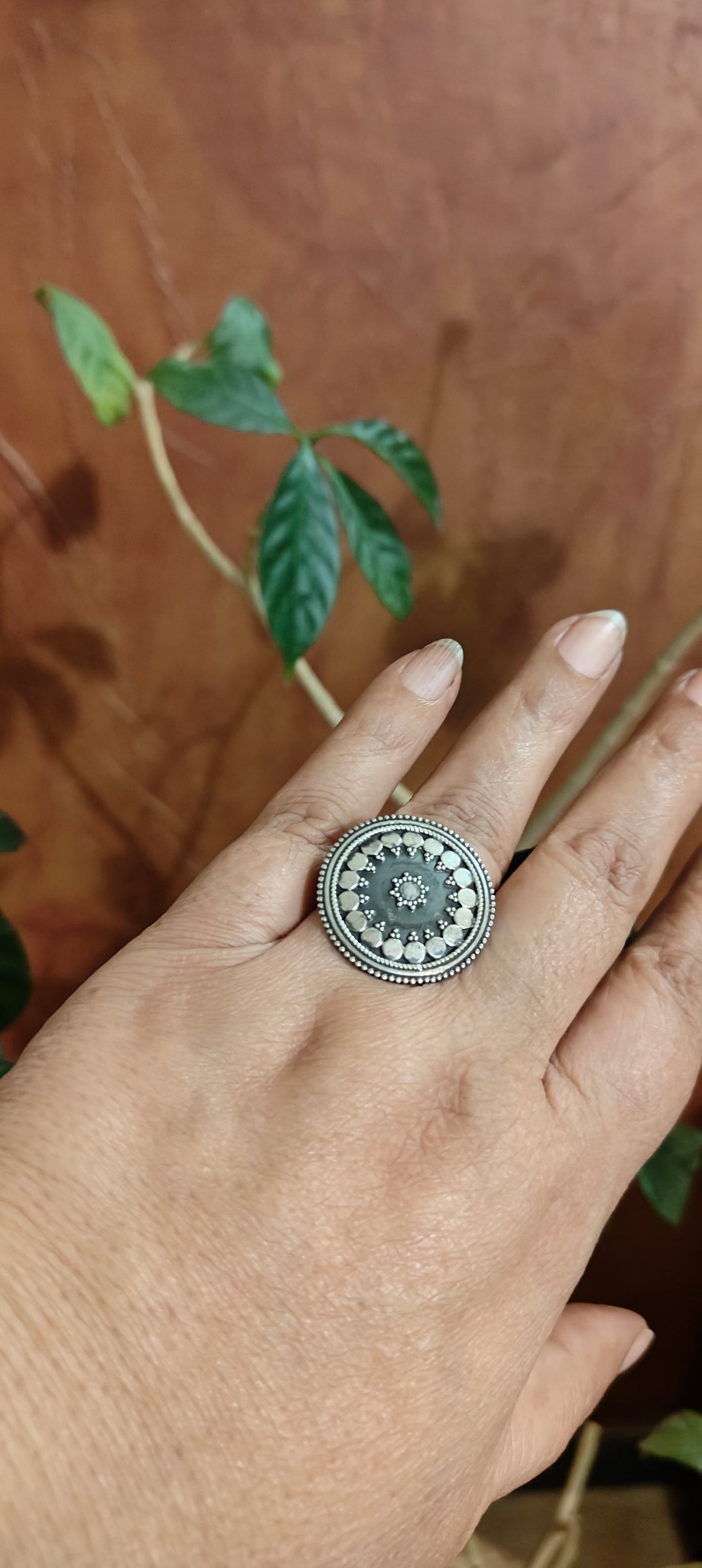 Antique silver ring with dots