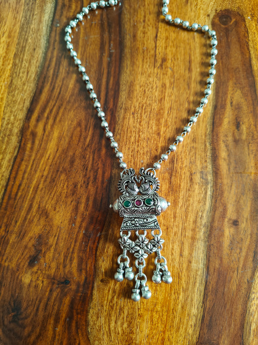 Parnik sterling silver necklace with damru
