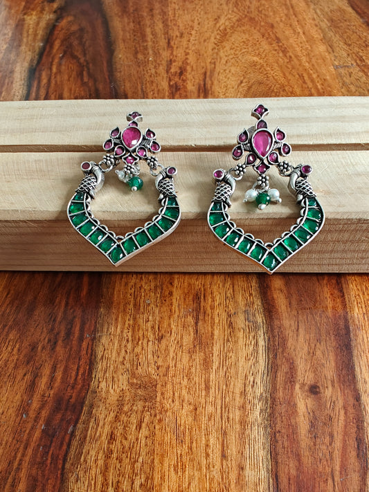 Sterling silver peacock earrings