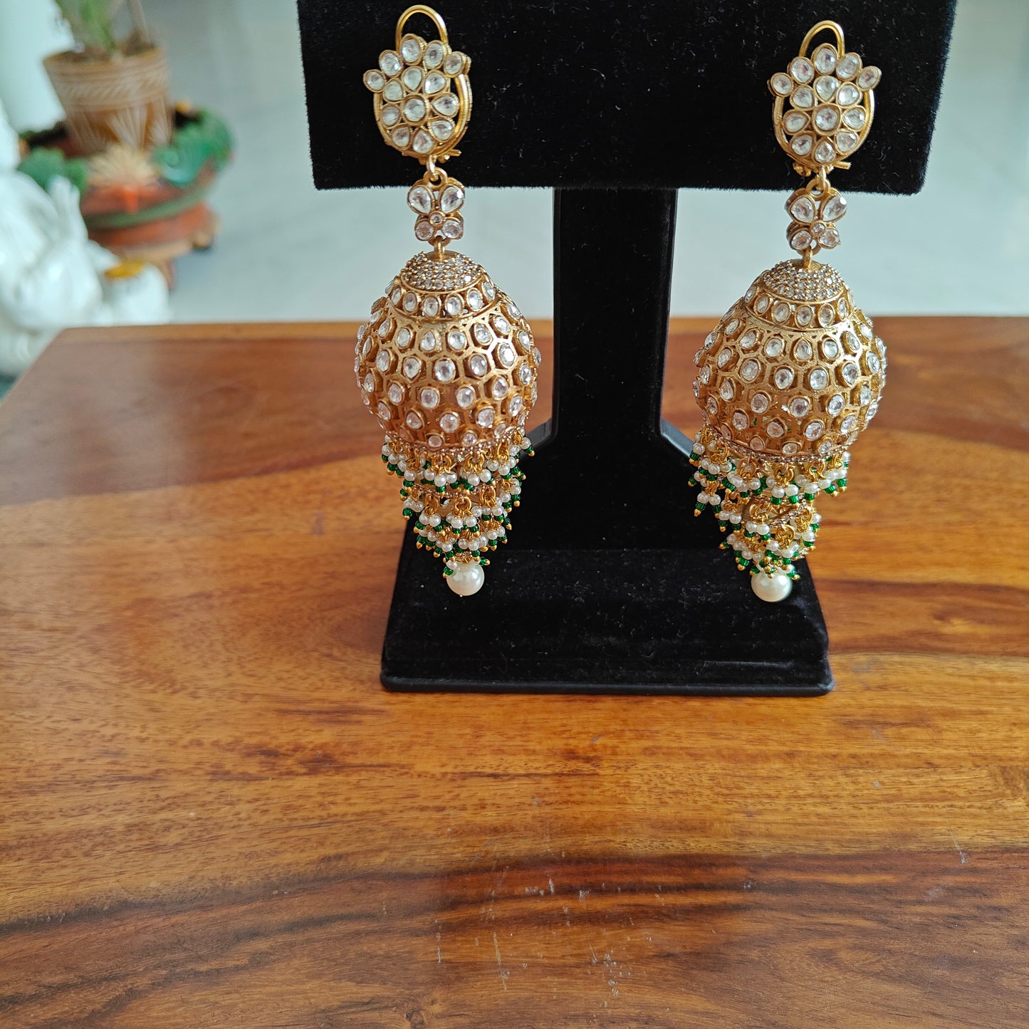 Chandelier earrings with moissanite and hangings
