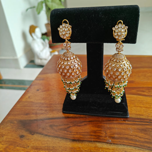 Chandelier earrings with moissanite and hangings