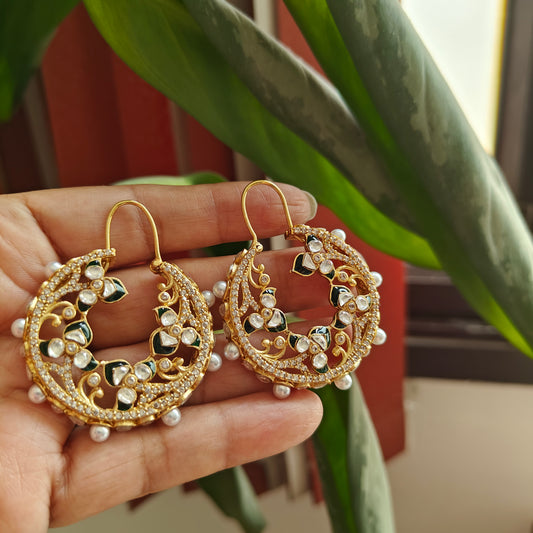 Bali's(earrings) with moissanite and pearls