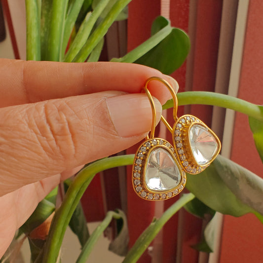 Moissanite earrings with cz highlight