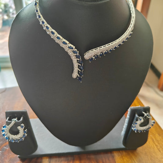 Minal choker set with blue sapphire