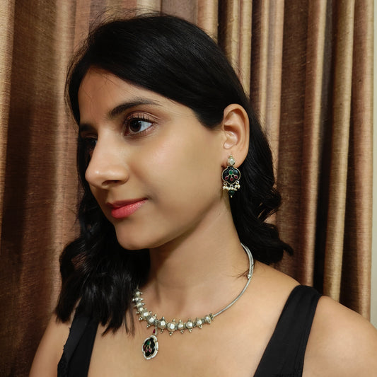 Jaipriya thin hasli set with pendant
