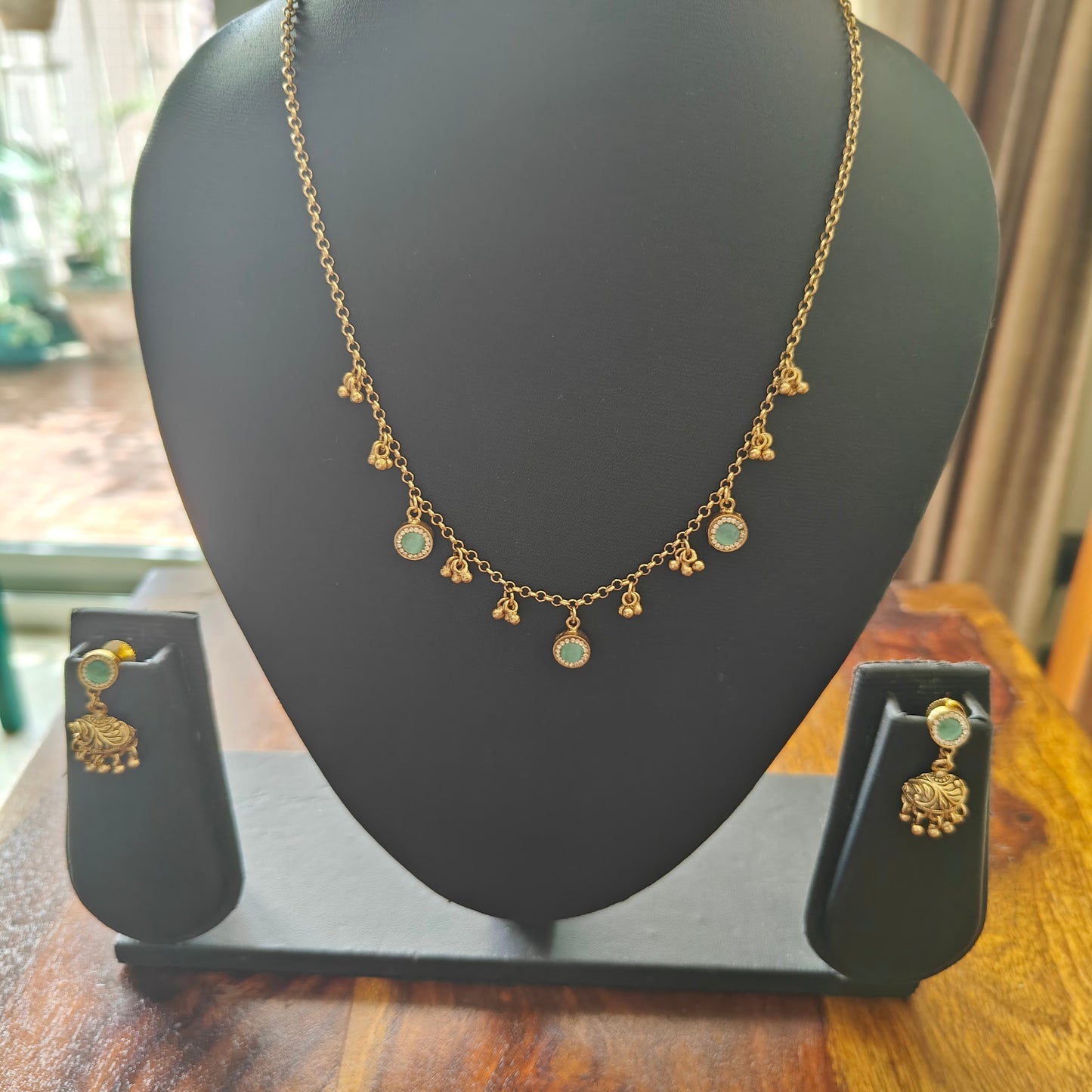 Rashmika set with suspended stone pieces on chain