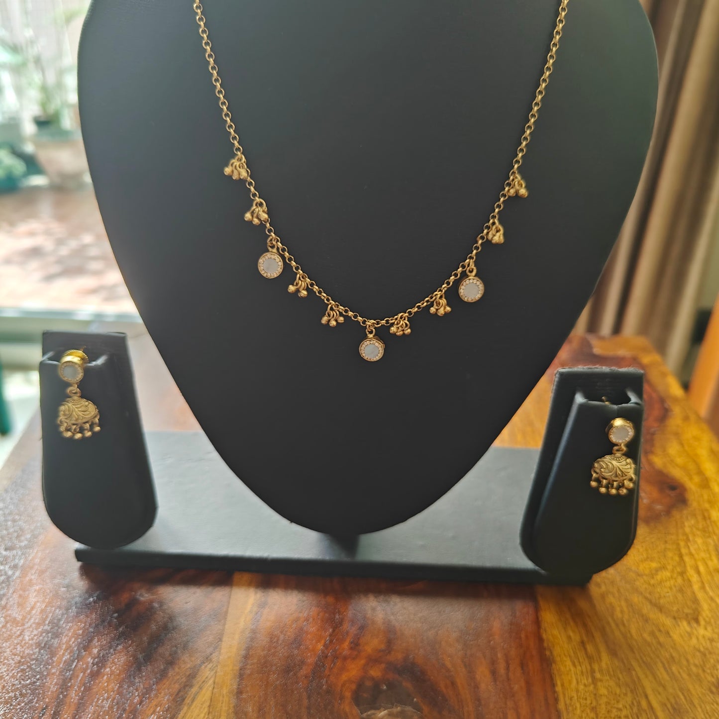 Rashmika set with suspended stone pieces on chain