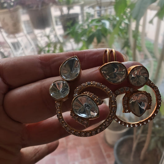 Moissanite earrings with ear cuffs