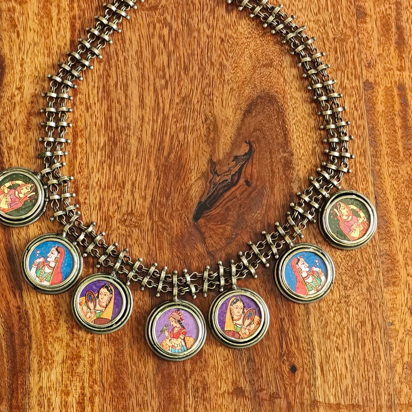 Bani thani/Krishna painted necklace on double chain