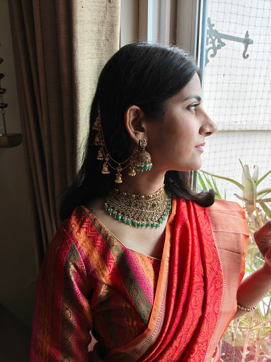 Rukma choker set with kundan and stones