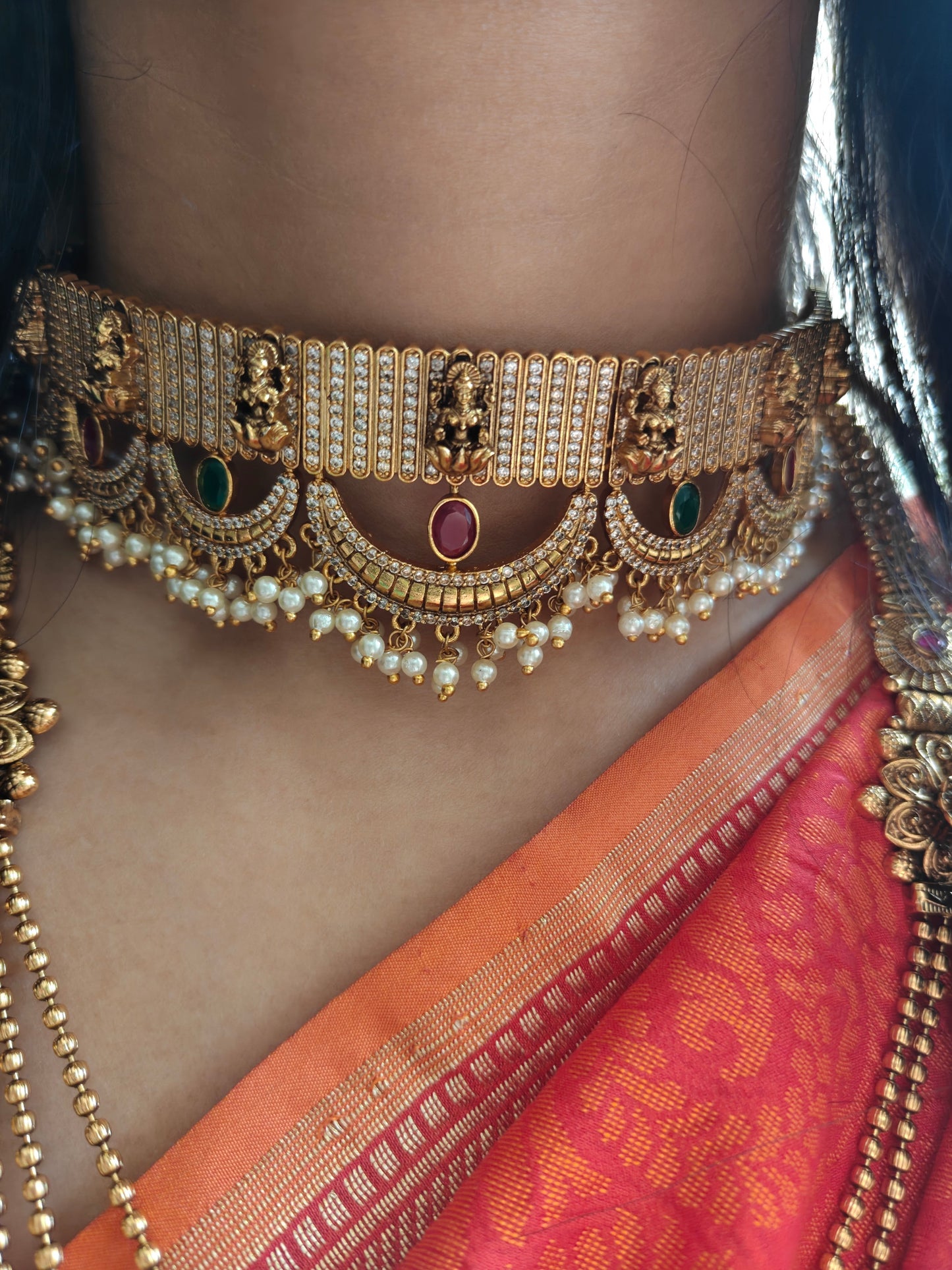 Roma choker with Lakshmiji's motif all over