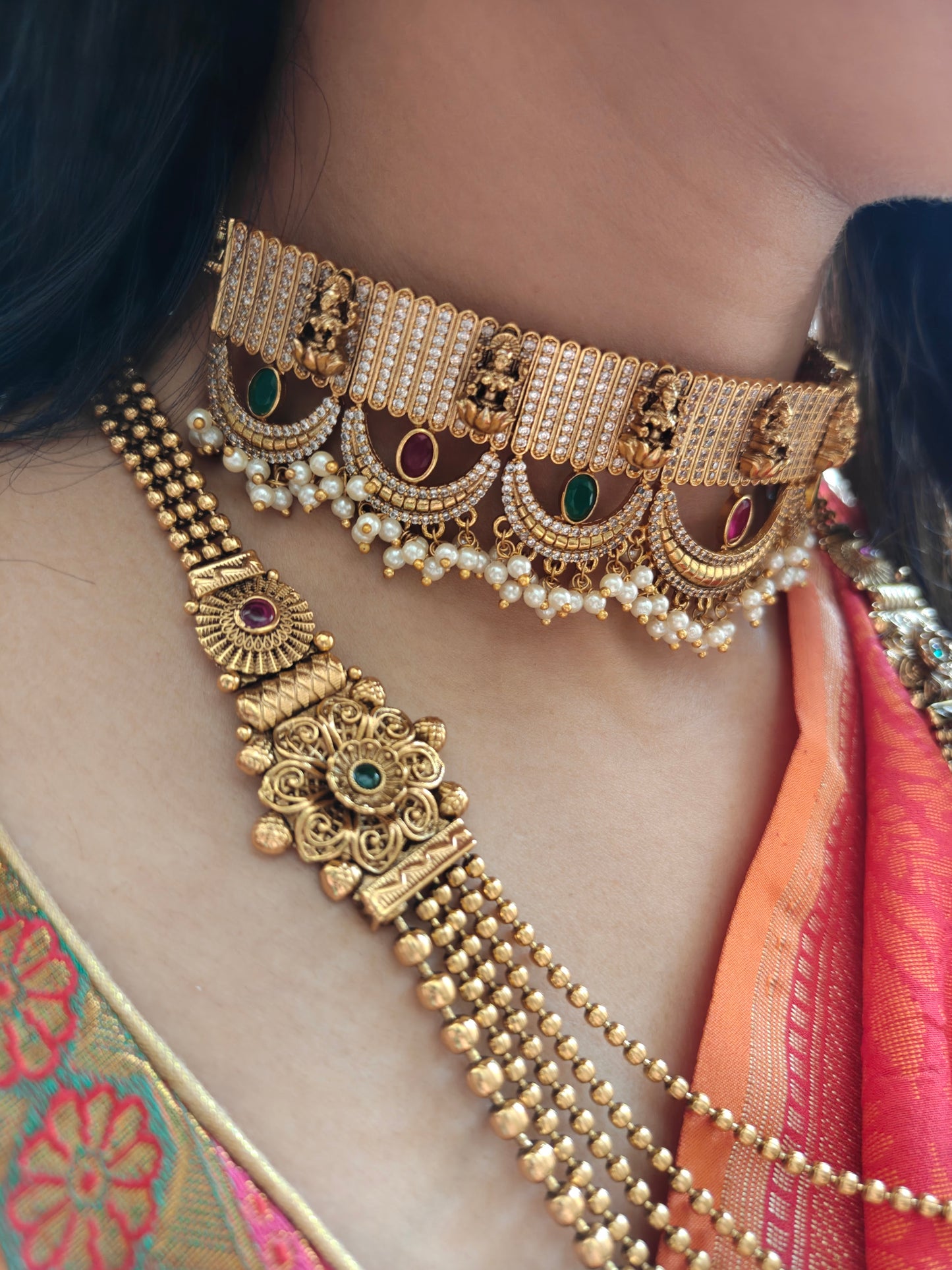 Roma choker with Lakshmiji's motif all over