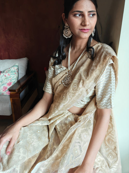 Jadau chandbali style pearl necklace set