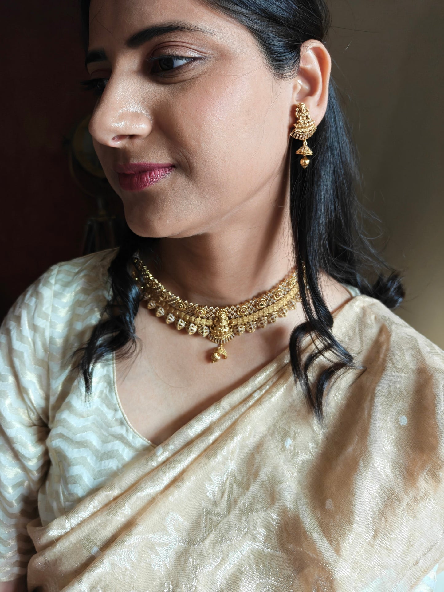 Punita choker with Lakshmi motif in centre