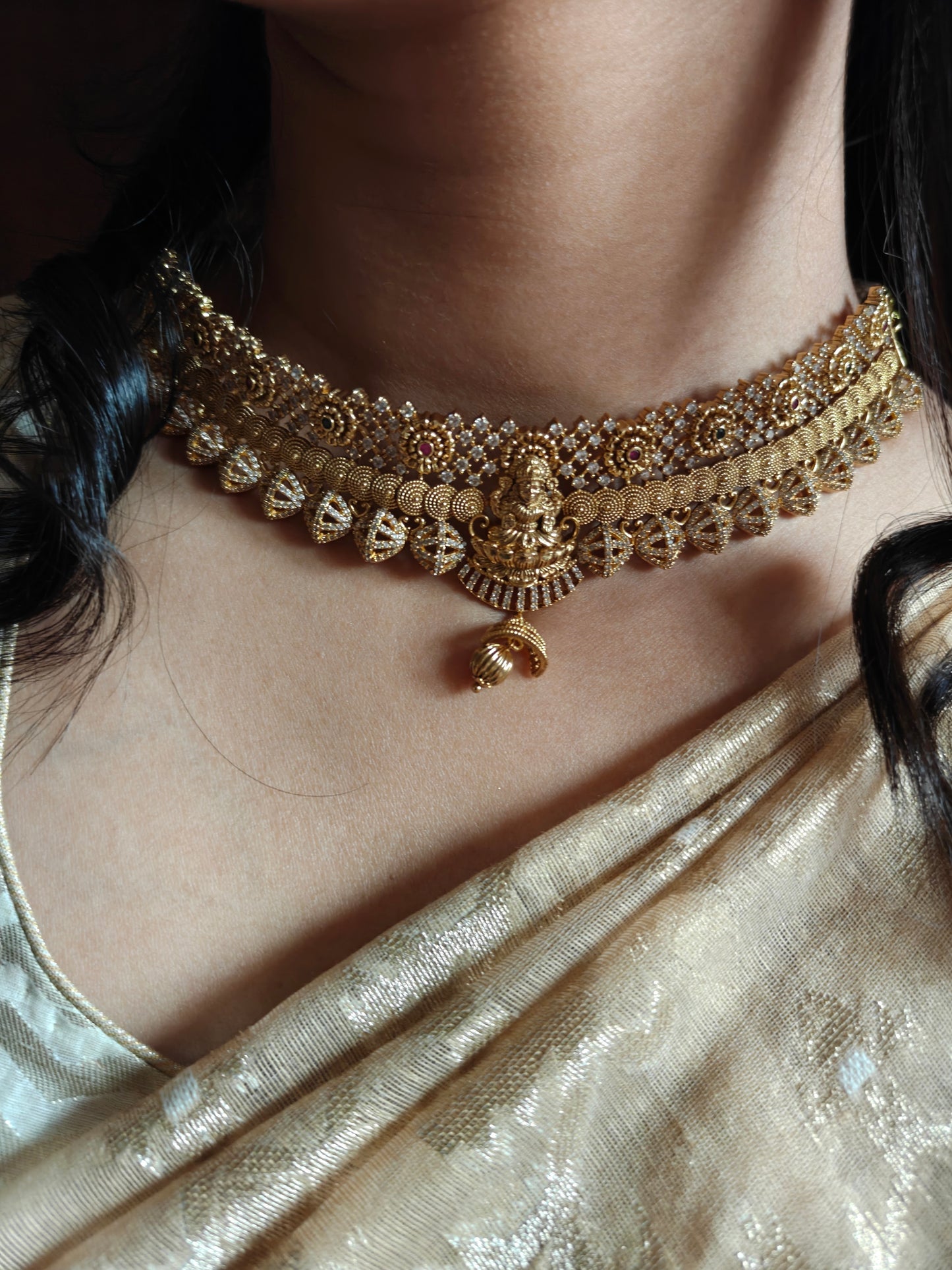 Punita choker with Lakshmi motif in centre