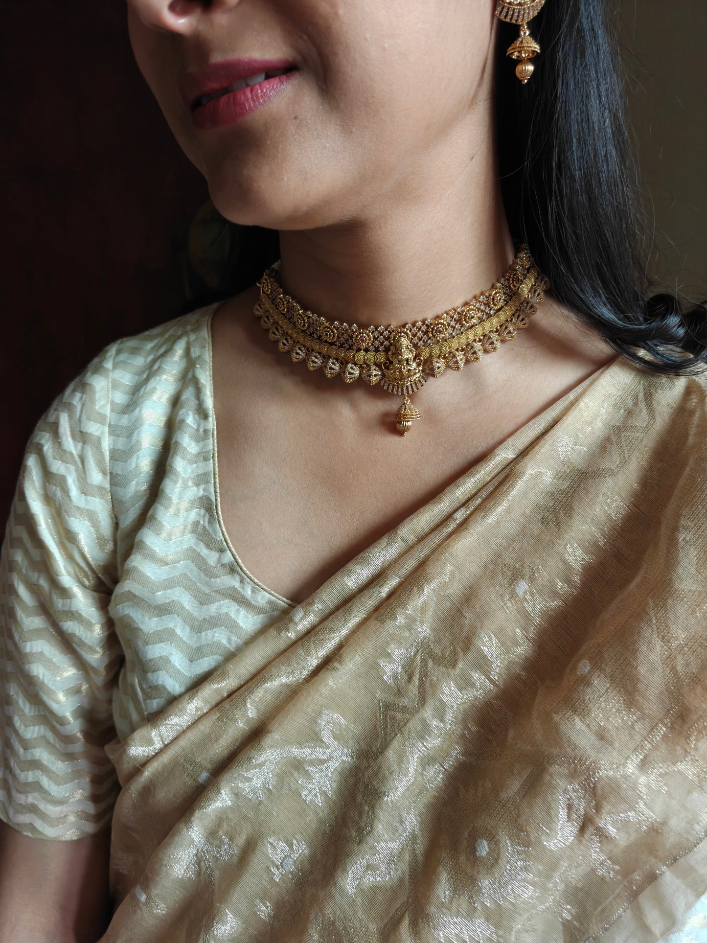 Punita choker with Lakshmi motif in centre