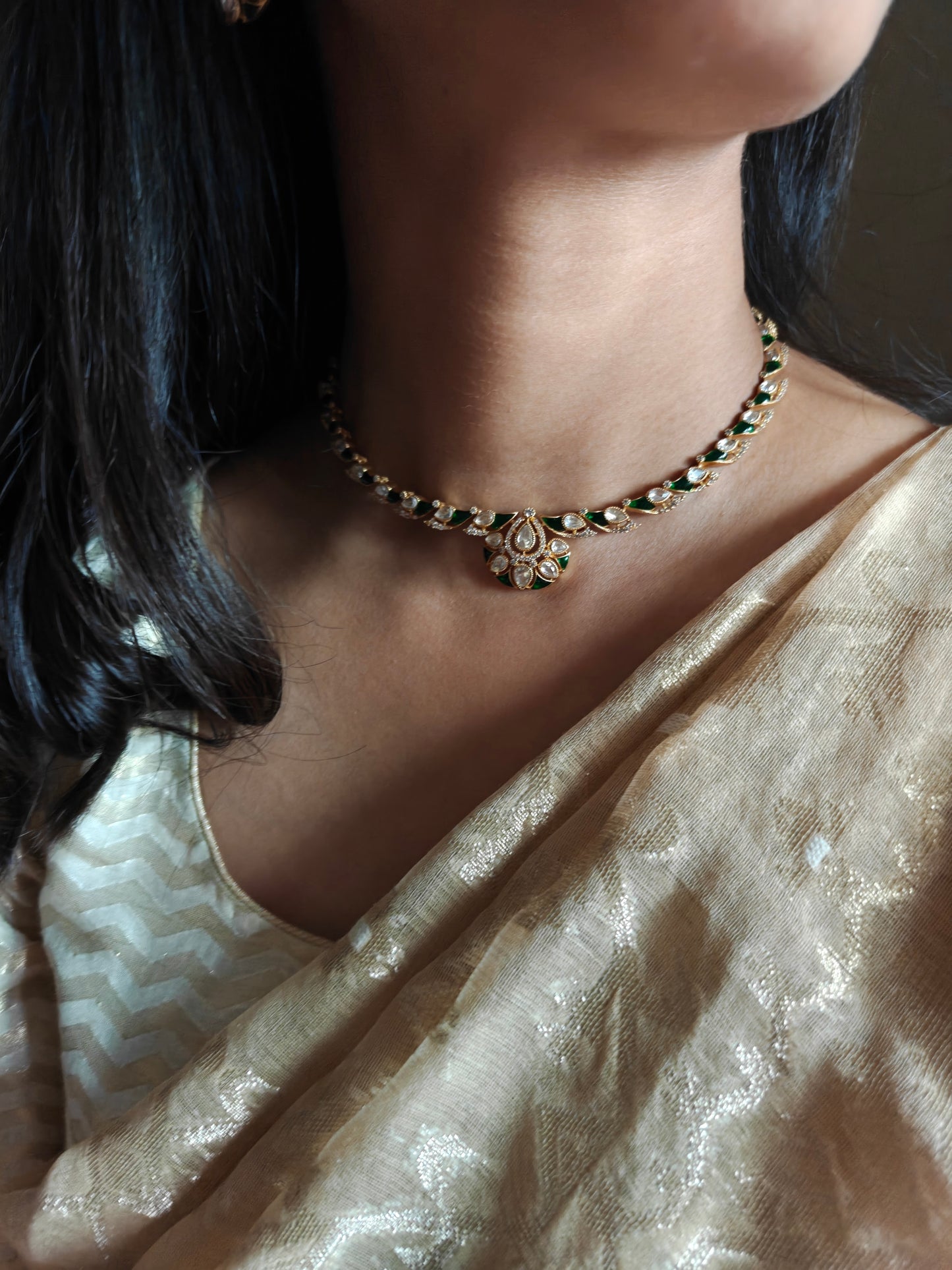 Ruchika set with moissanite and kemp stones