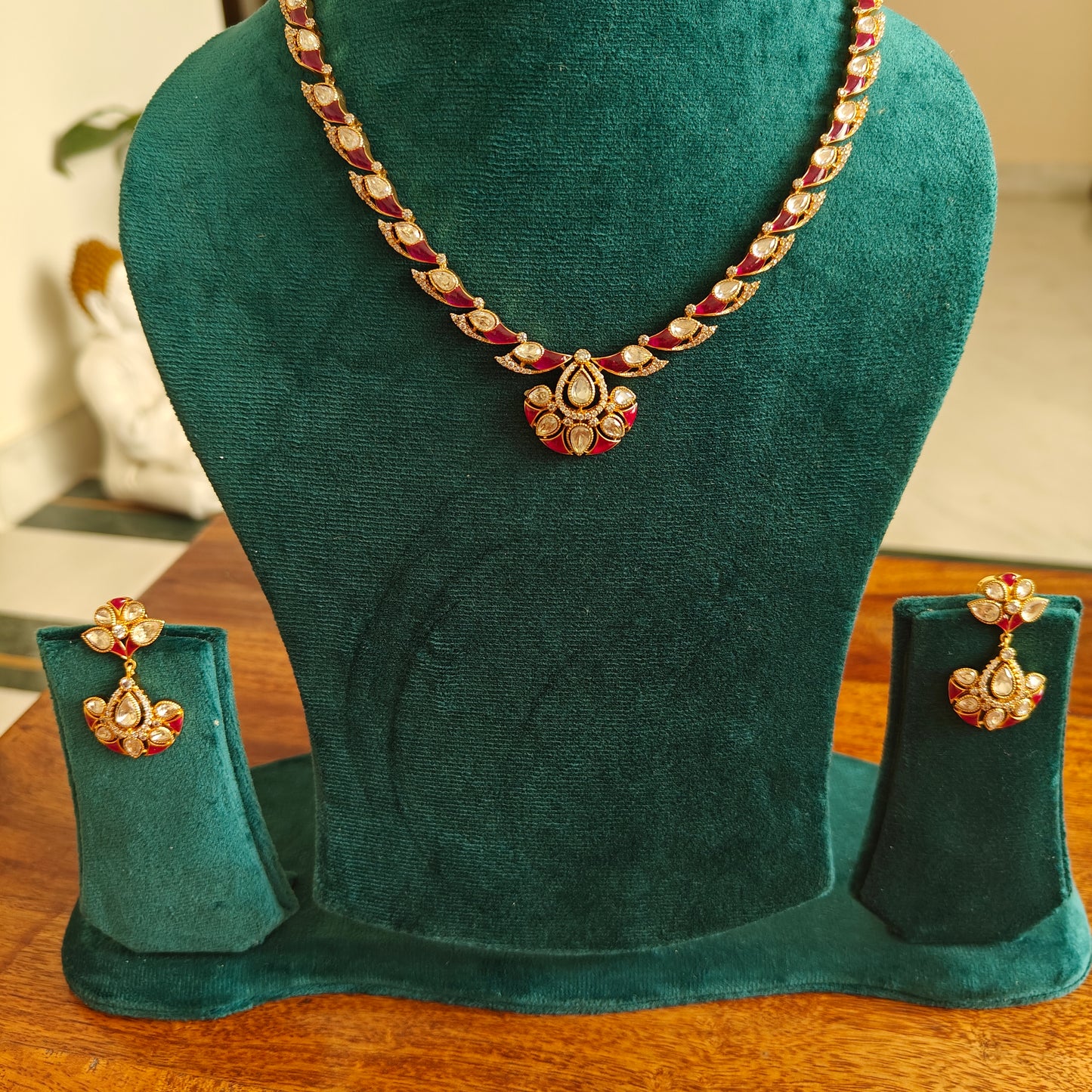Ruchika set with moissanite and kemp stones
