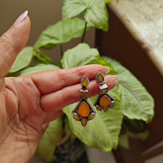 Stone earrings with different shapes of stone