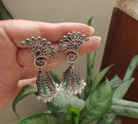 Earrings with mayur stud and stones