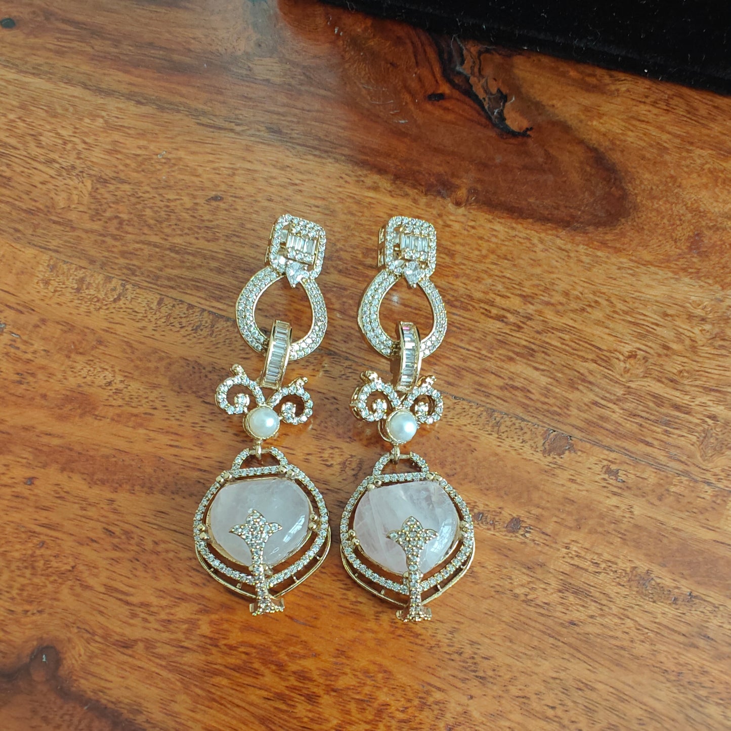 Triveni set with multicolour stones