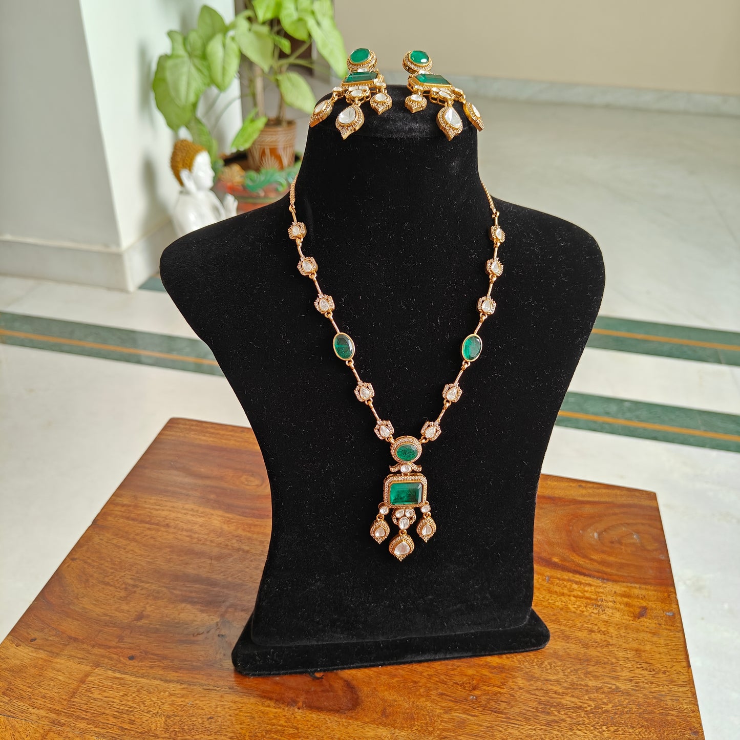 Yogini set with moissanite and emerald stones