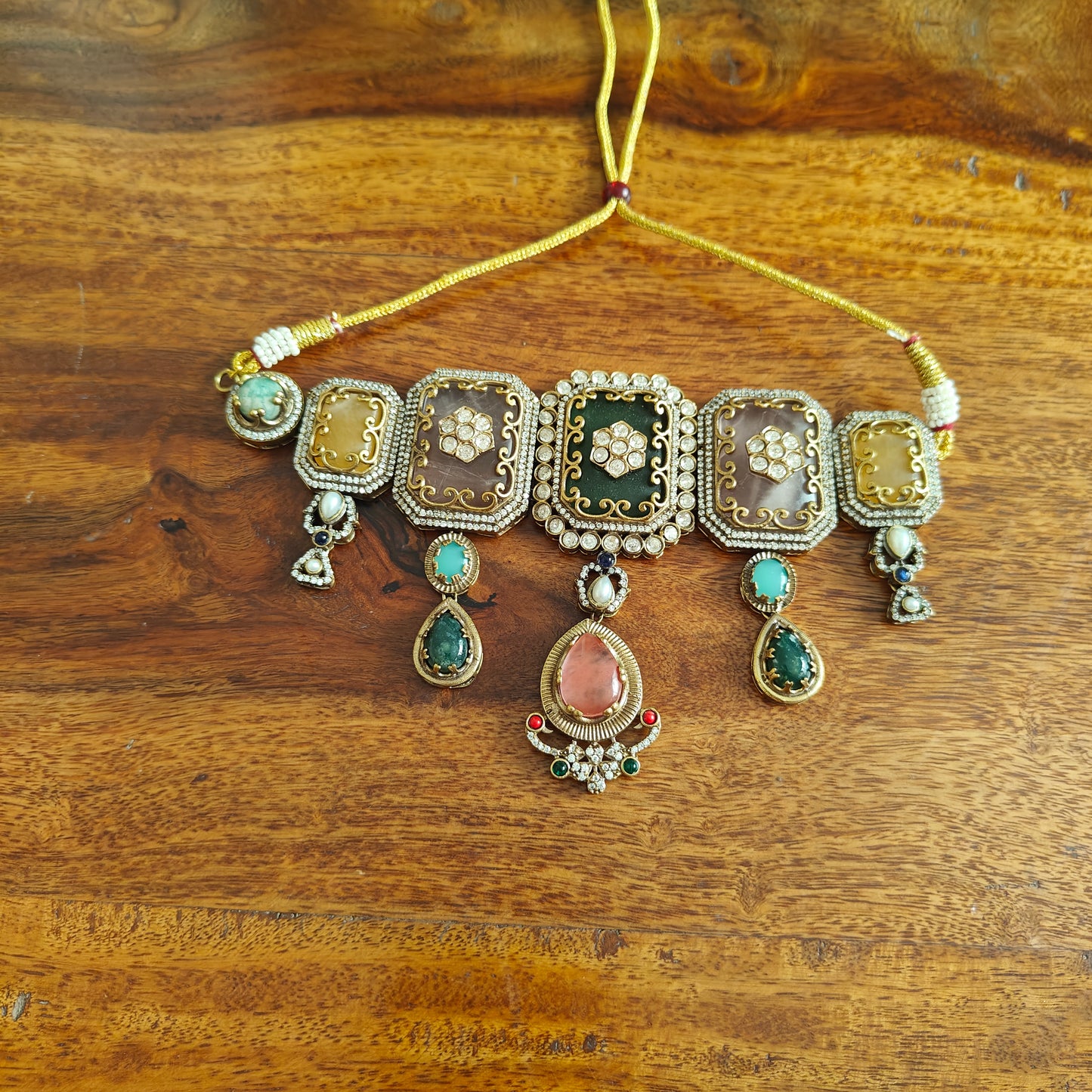 Yaalini choker set with big multicolour stones