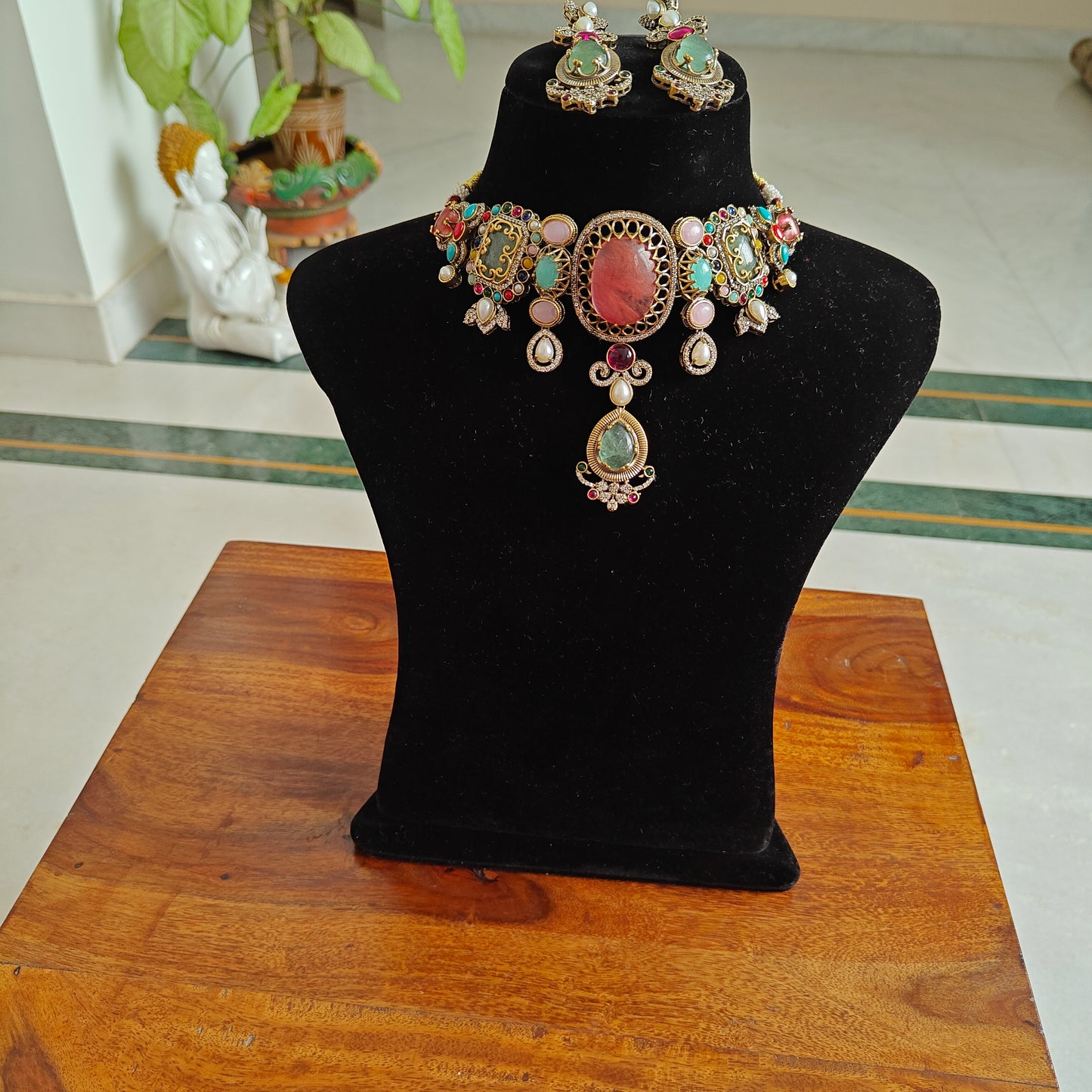 Trusha choker set with big stones and navratan