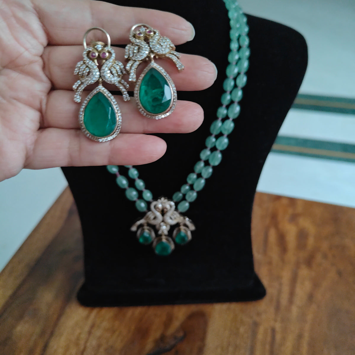 Rachna set with stone strings and peacock pendant
