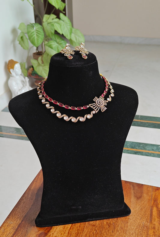 Supriti set with one layer of stones and one of moissanite.