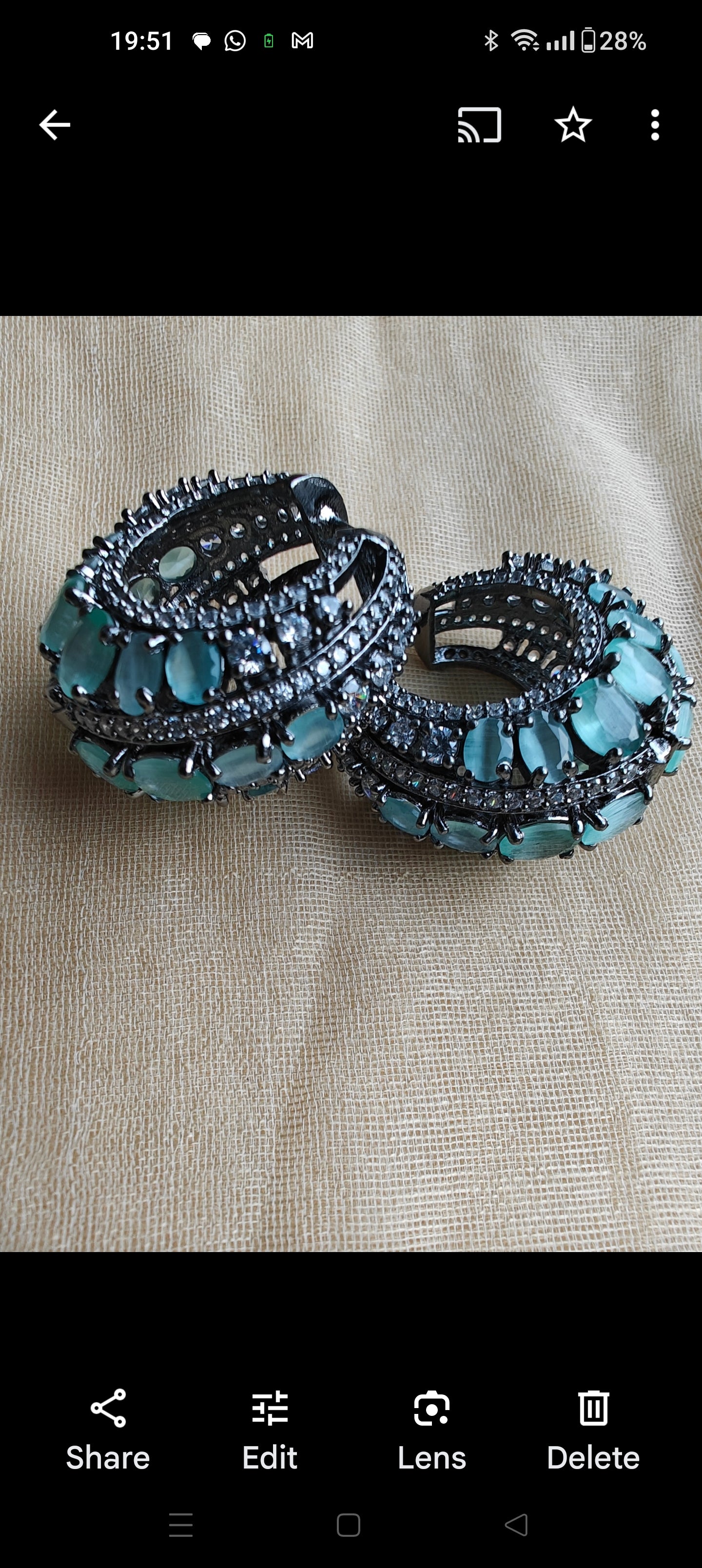 Stone studded hoop earrings