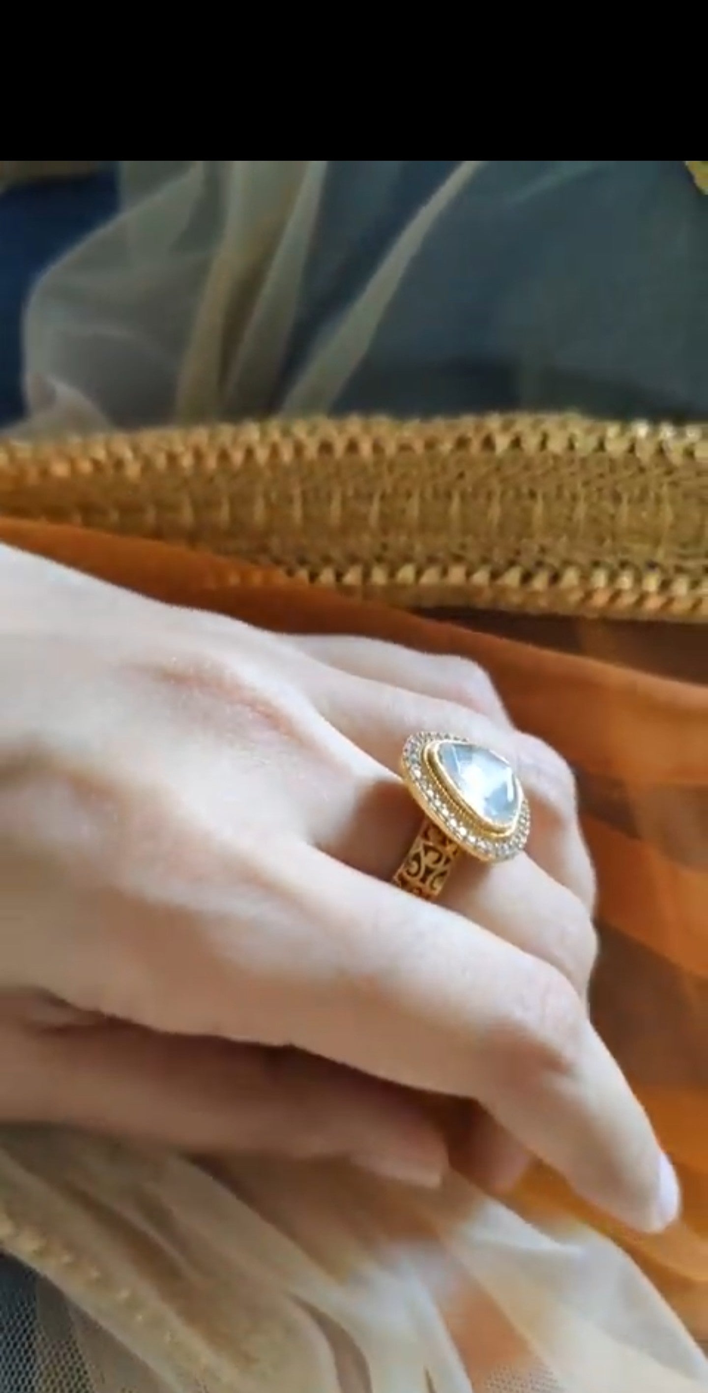 Ring with Moissanite and jali work