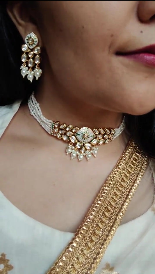 Siya choker set with kundan and meenakari