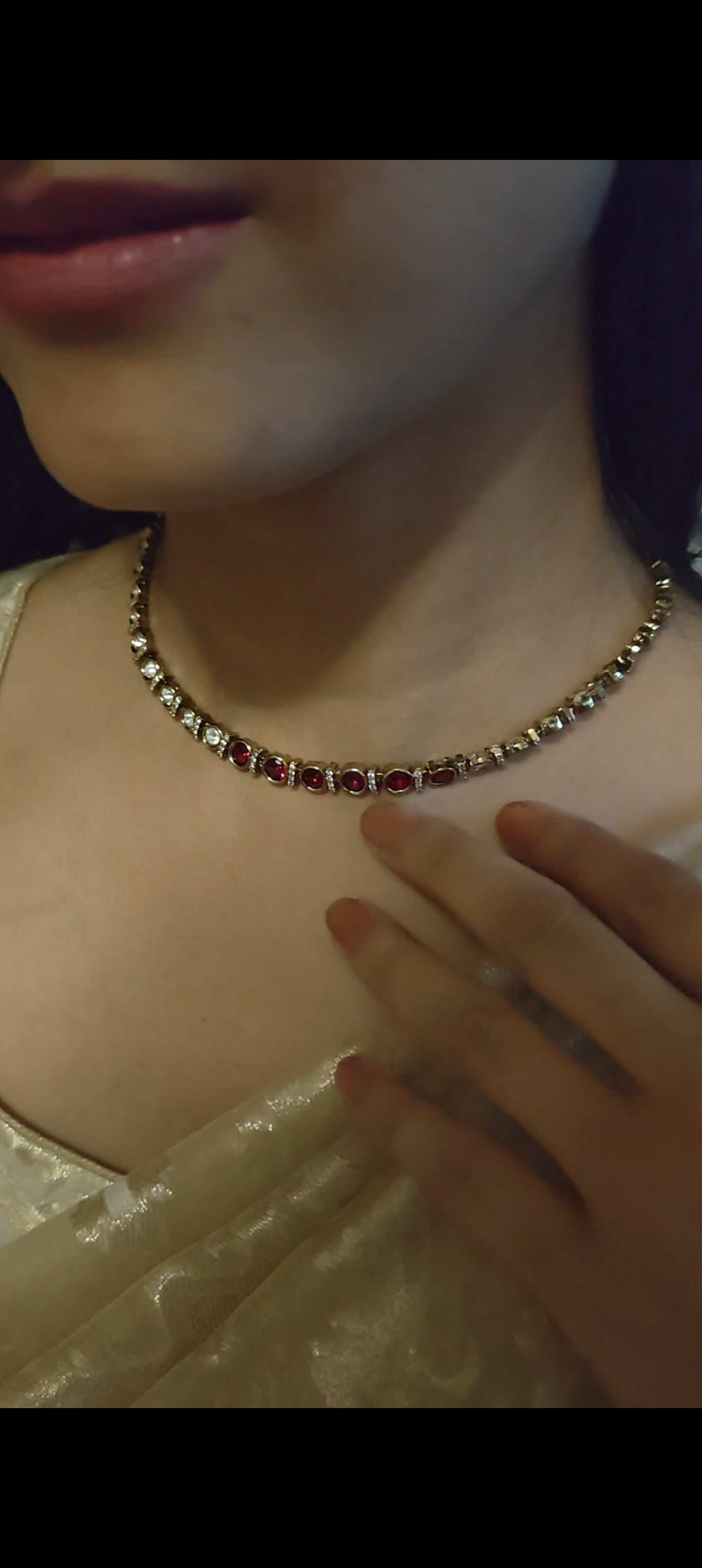 Punarvana necklace set with stones and kundan
