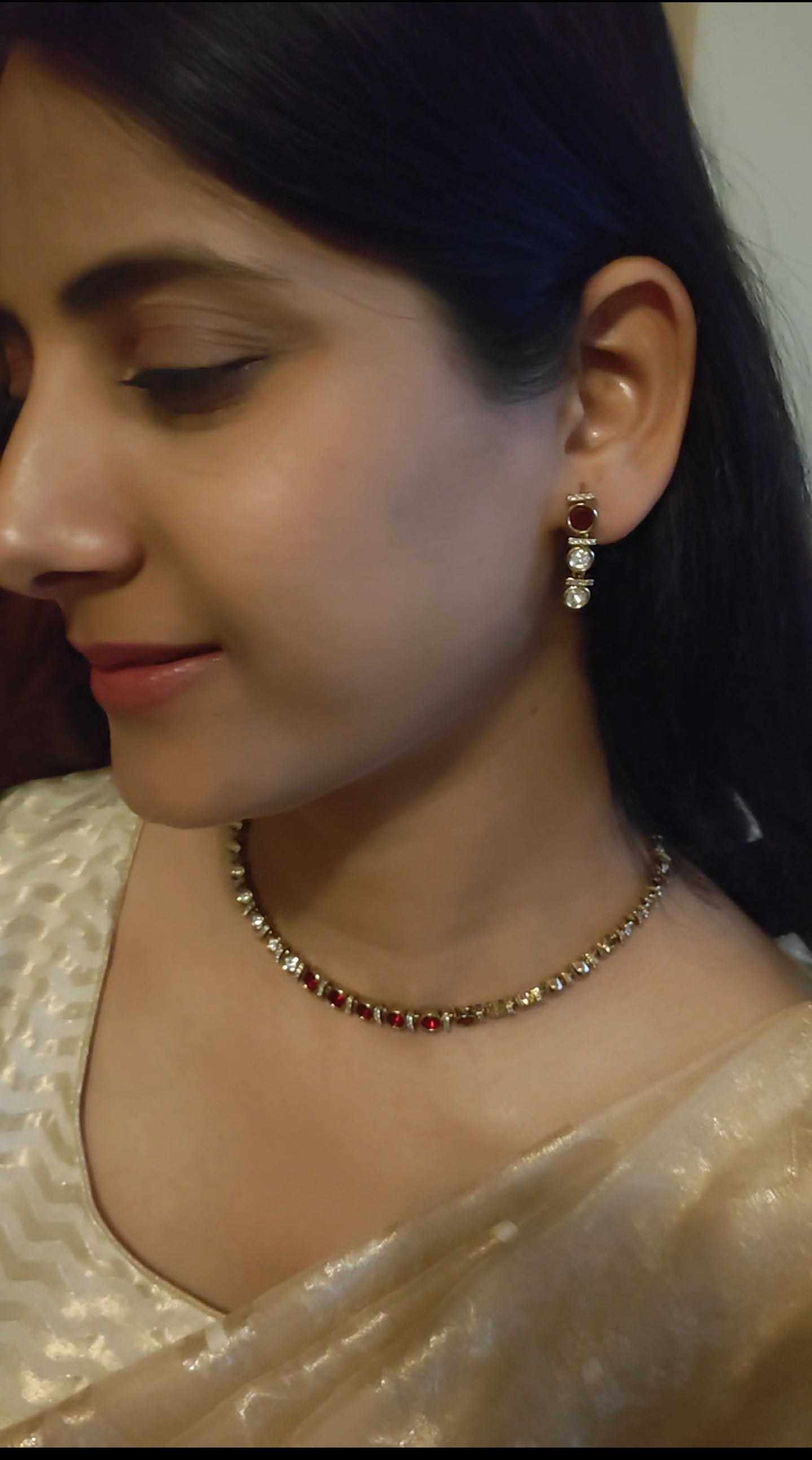 Punarvana necklace set with stones and kundan