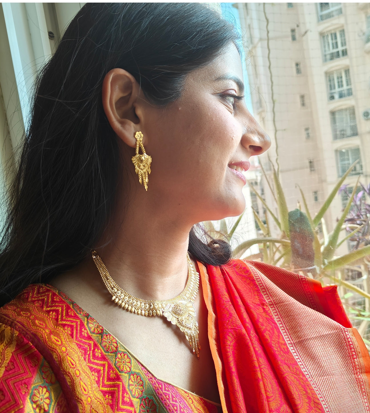Rajalakshmi necklace set with carving