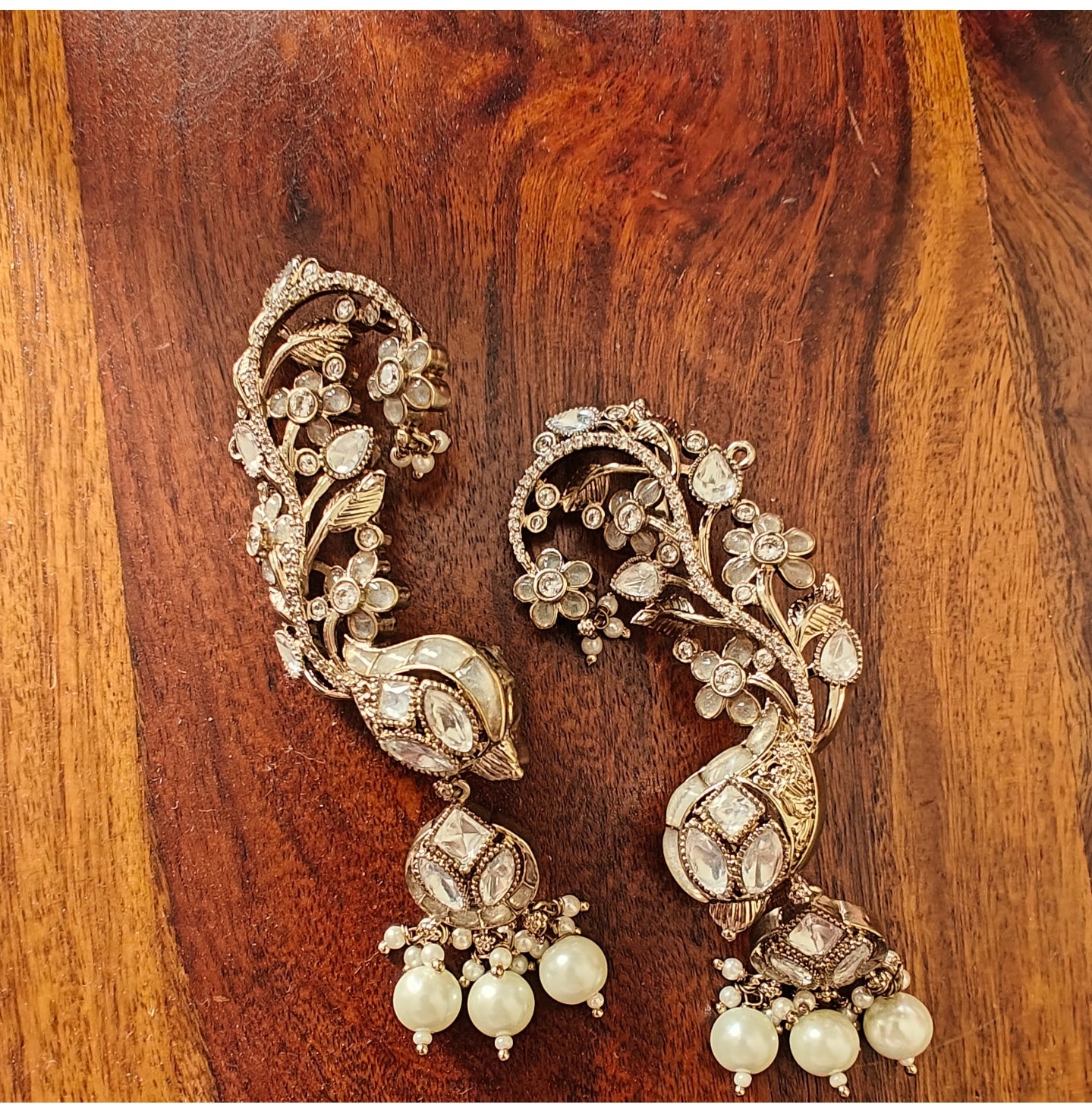 Purnima earcuffs(earrings) with moissanite and stones