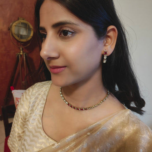 Punarvana necklace set with stones and kundan