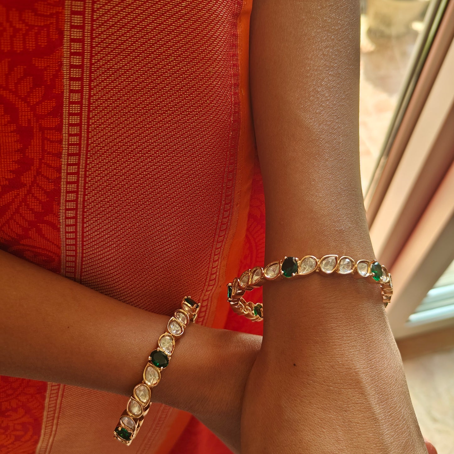 Moissanite and stone  karas/bangles(2pc)
