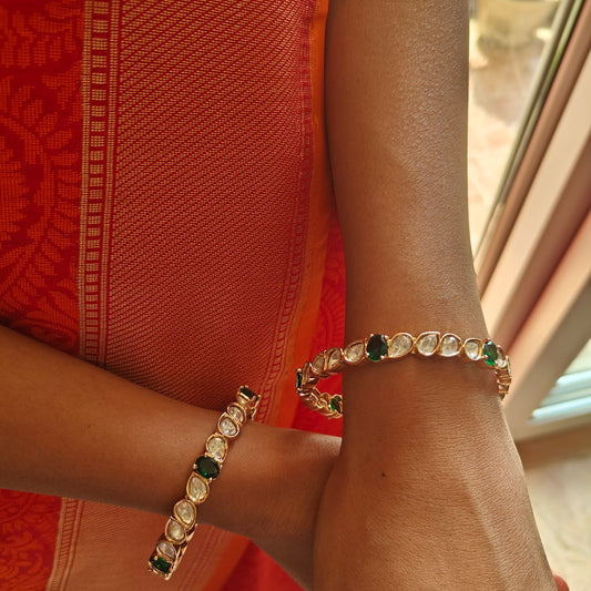Moissanite and stone  karas/bangles(2pc)