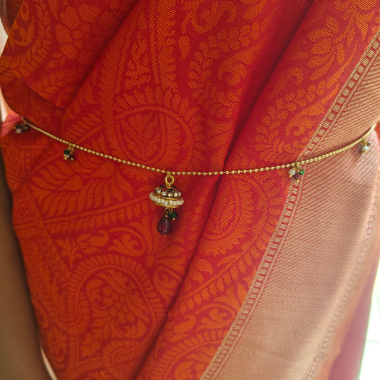 Golden belt with stone and pearl hangings